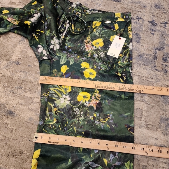 NWT Ted Baker Satin 2 Piece Pajama Set Boxy Green Botanical Birds Size XL - Picture 13 of 16